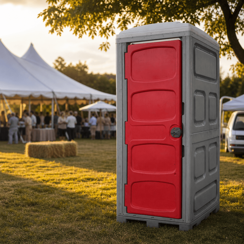 Mahapa Event Hire normal single-cubicle portable toilet at an outdoor event